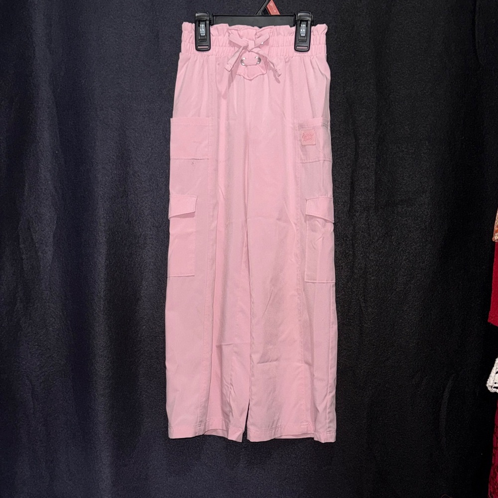 Justice Light Pink Wide Leg Cargo Pants